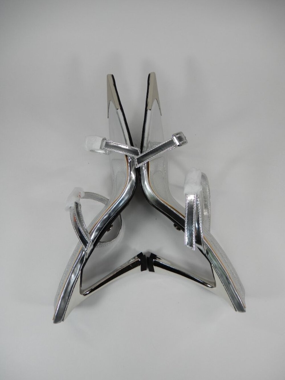 AZALEA WANG Swen Silver Stiletto Sandals Heels Size 7.5 Silver Metallic NEW - Picture 13 of 14